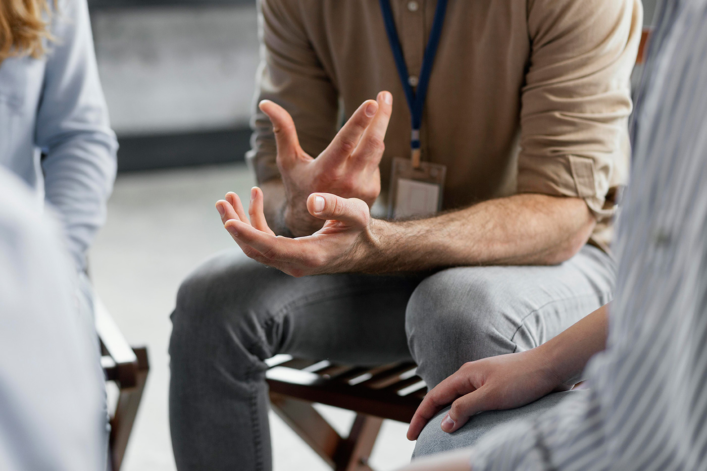 Client receiving therapy for bereavement support